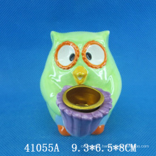 Lovely owl ceramic animal candle holder